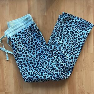 Blue Leopard Print Pajama Pants